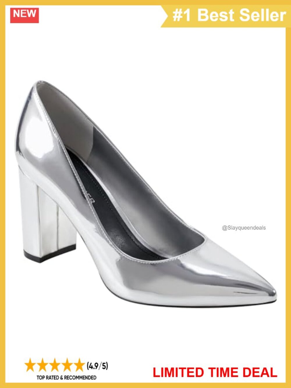 Marc Fisher Viviene Faux Leather Block Heel Pointed Toe Pump Shoe